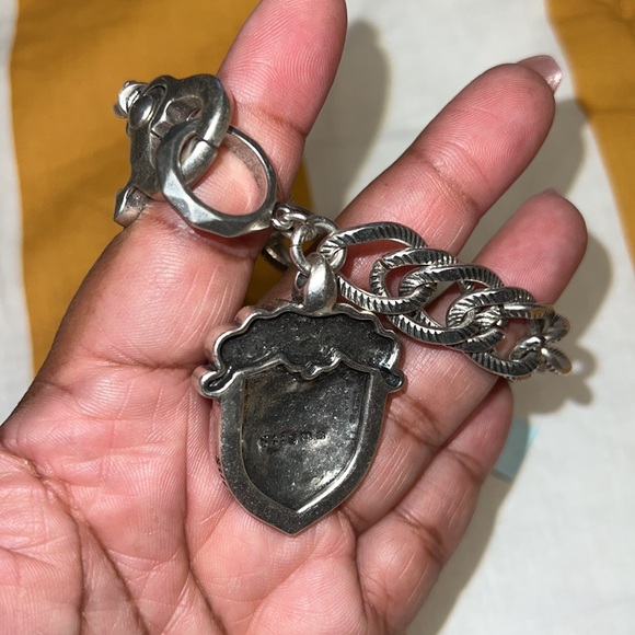 New Men’s Stigma Silver Tone Shield Toggle Bracelet Oxidized Effect 9 Inches - Picture 7 of 9